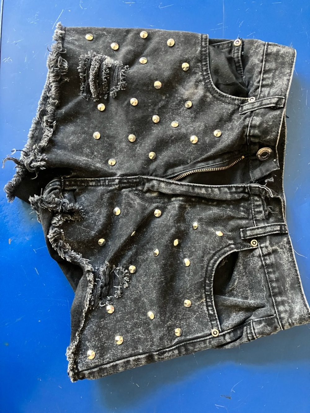 Studded Black Distressed Women's Jean Shorts